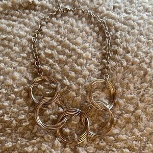 Vintage Gold Tone Necklace with Interlocked Hoops